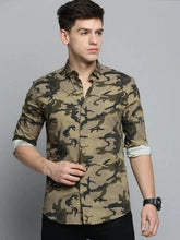 Men Green Printed Casual Shirt-RDPRINT-3007-Olive